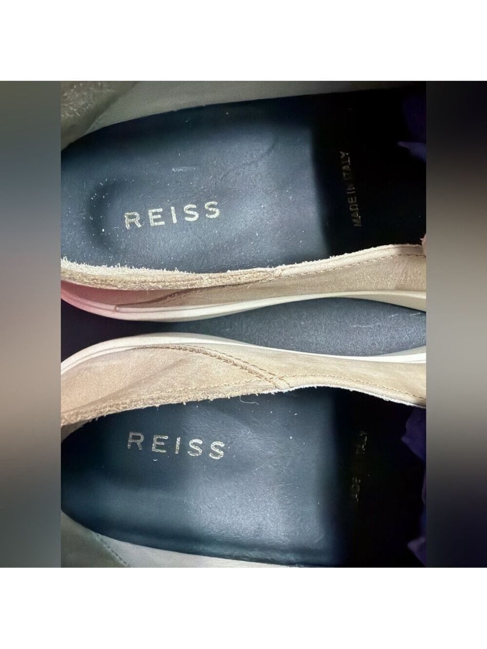 Reiss Men's Beige Nubuck Leather Slip-On Loafers Size 9 Casual Shoes NWOT - Picture 7 of 11